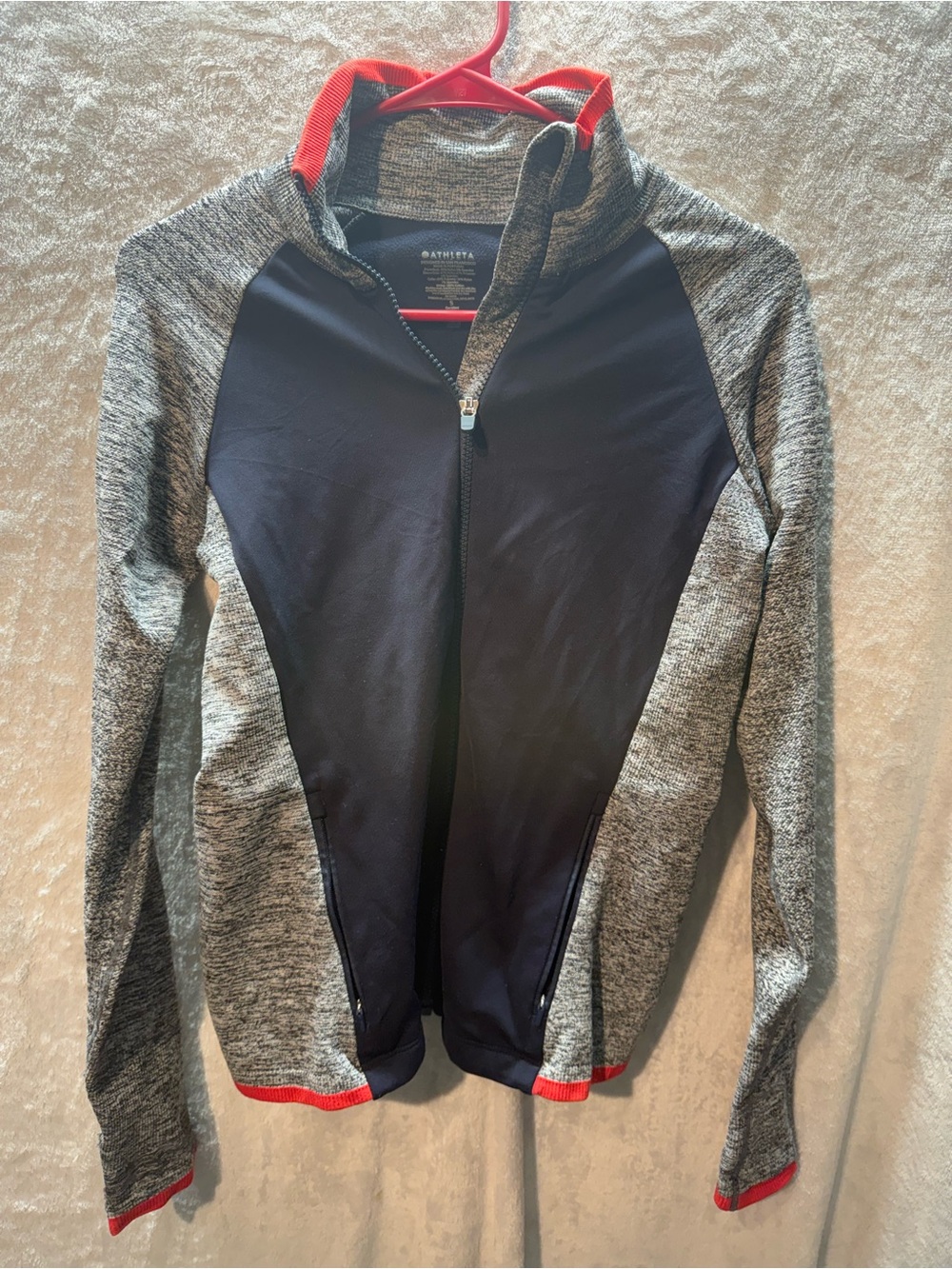 Athleta Navy & Gray Full-Zip Performance Sweater